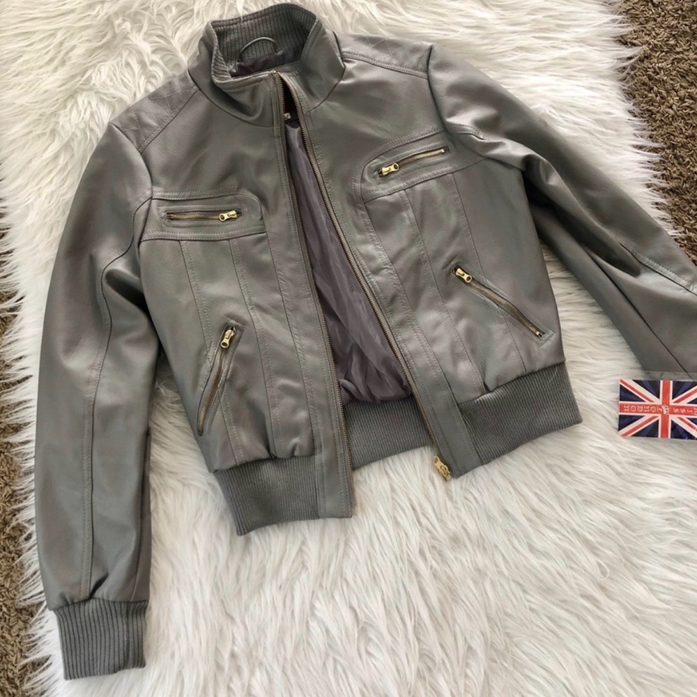 Miss London Gray Bomber Jacket